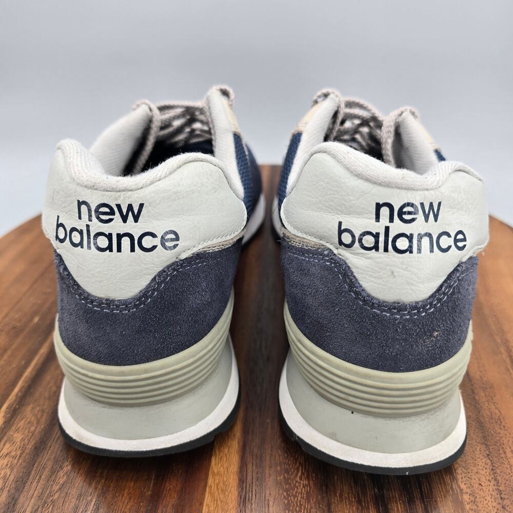 New Balance 574 Shoes Mens 9.5 D Navy Blue Suede Leather Athletic Sneakers - Picture 4 of 9